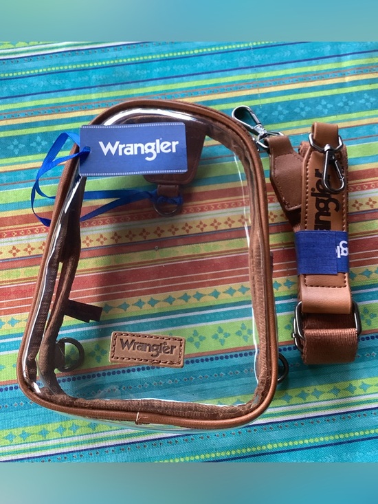 Wrangler Handbags - Wrangler Clear Crossbody Sling Bag with Brown Trim